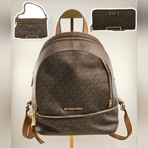 Michael Kors 3 Piece Set Backpack Wallet & Wristlet